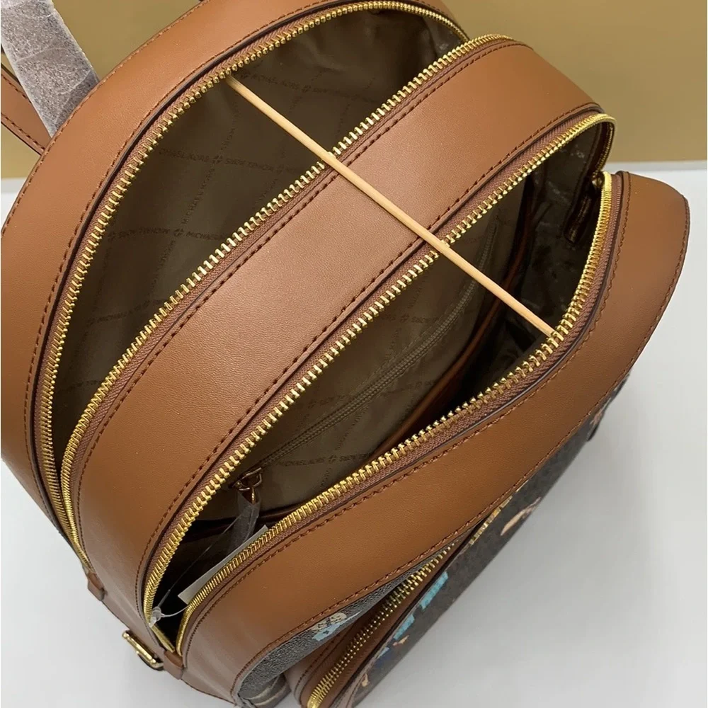 MICHAEL KORS JET SET GIRLS JAYCEE LARGE ZIP PACKED BACKPACK BROWN MULTI …